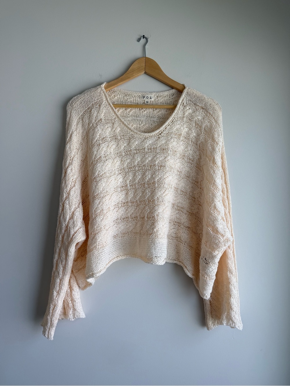 POL Crochet Knit Sweater Medium Boho Chunky NWOT
